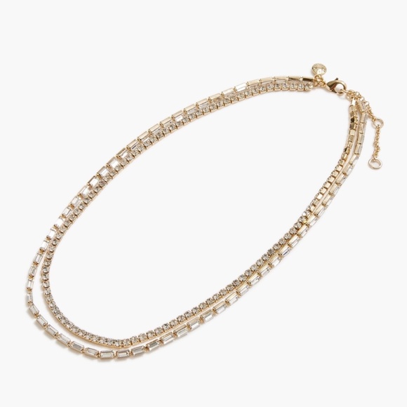 New JCREW Double-Layer Crystal Tennis Necklace Gold $54 CC881 - Picture 1 of 3